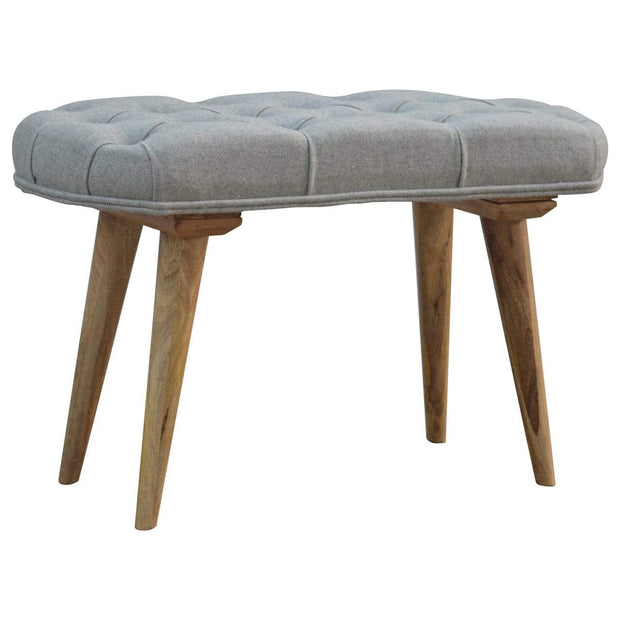 Nordic Style Bench with Deep Buttoned Grey Tweed Top - The House Office