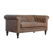 Brown Leather Double Seated Chesterfield Sofa - The House Office