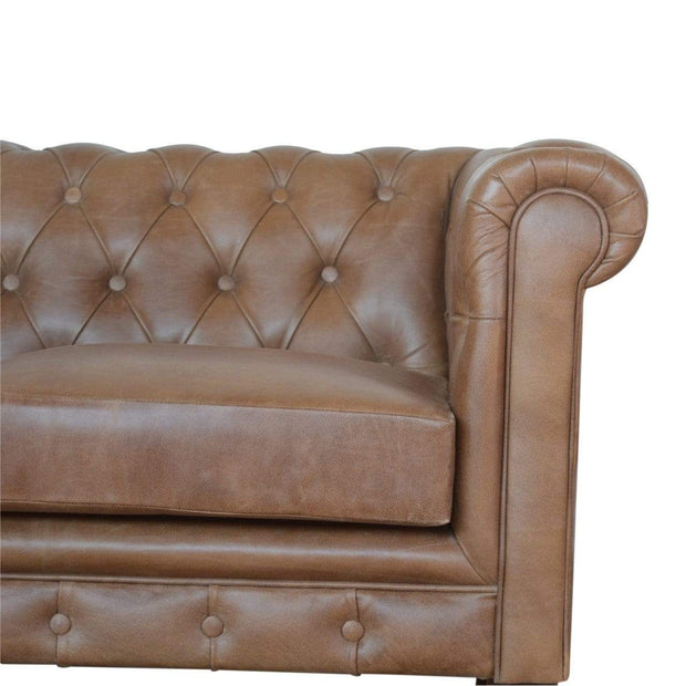 Brown Leather Double Seated Chesterfield Sofa - The House Office