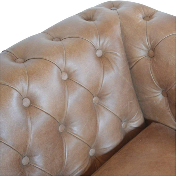 Brown Leather Double Seated Chesterfield Sofa - The House Office