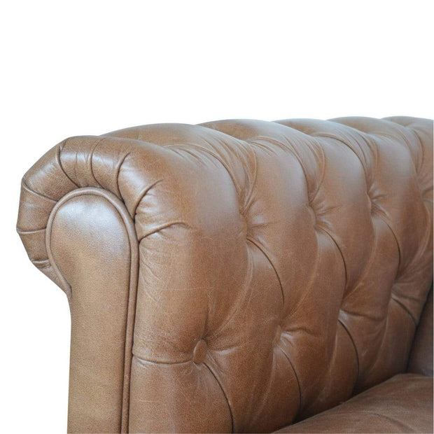 Brown Leather Double Seated Chesterfield Sofa - The House Office