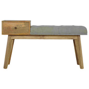 Grey Tweed Bench with 1 Drawer - The House Office