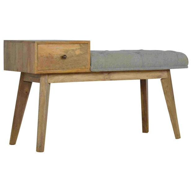 Grey Tweed Bench with 1 Drawer - The House Office