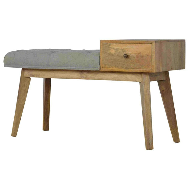 Grey Tweed Bench with 1 Drawer - The House Office