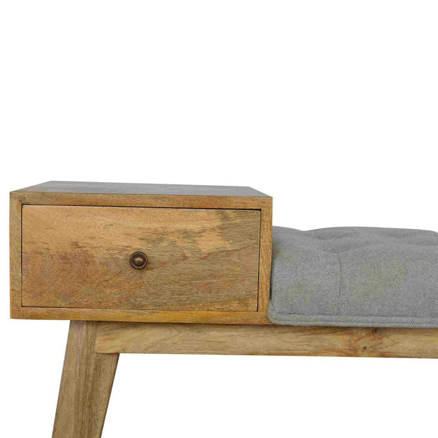 Grey Tweed Bench with 1 Drawer - The House Office