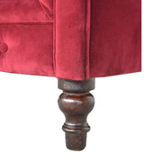 Wine Red Velvet Double Seated Chesterfield Sofa - The House Office