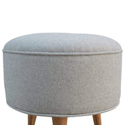 Round Grey Tweed Footstool - The House Office