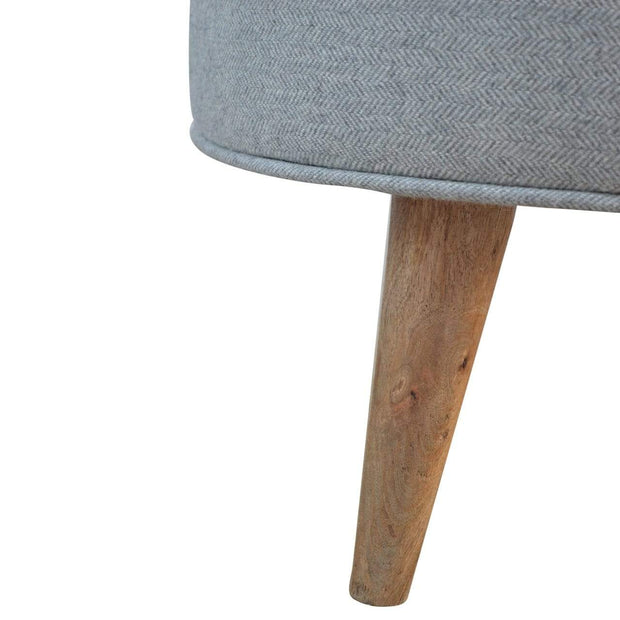 Round Grey Tweed Footstool - The House Office