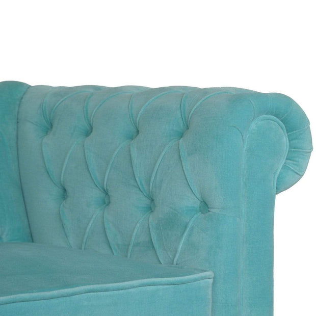 Aqua Velvet Double Seated Chesterfield Sofa - The House Office