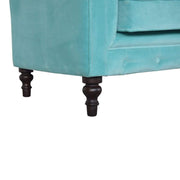 Aqua Velvet Double Seated Chesterfield Sofa - The House Office