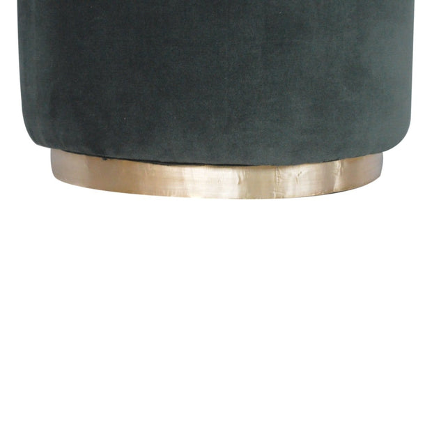 Grey Velvet Footstool with Gold Base - The House Office