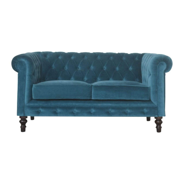 Teal Velvet Double Seated Chesterfield Sofa - The House Office