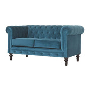 Teal Velvet Double Seated Chesterfield Sofa - The House Office