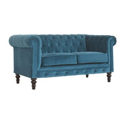 Teal Velvet Double Seated Chesterfield Sofa - The House Office