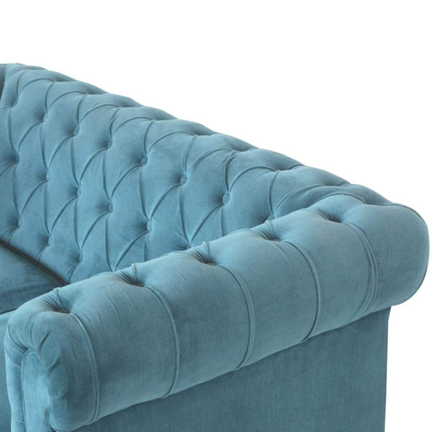Teal Velvet Double Seated Chesterfield Sofa - The House Office