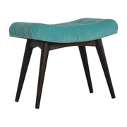 Aqua Cotton Velvet Curved Bench - The House Office