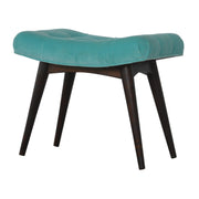 Aqua Cotton Velvet Curved Bench - The House Office