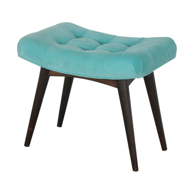 Aqua Cotton Velvet Curved Bench - The House Office