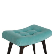 Aqua Cotton Velvet Curved Bench - The House Office