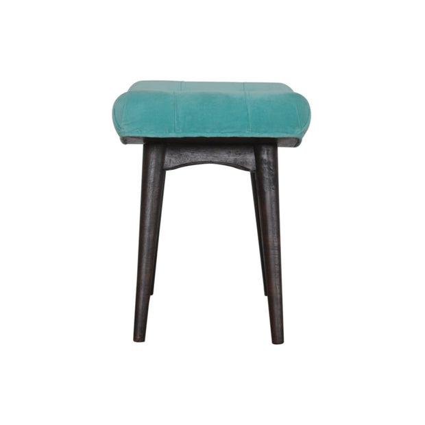 Aqua Cotton Velvet Curved Bench - The House Office