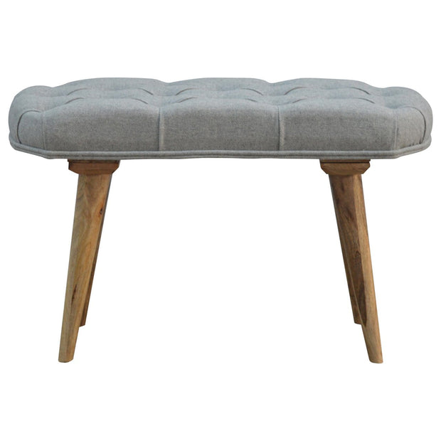 Nordic Style Bench with Deep Buttoned Grey Tweed Top - The House Office