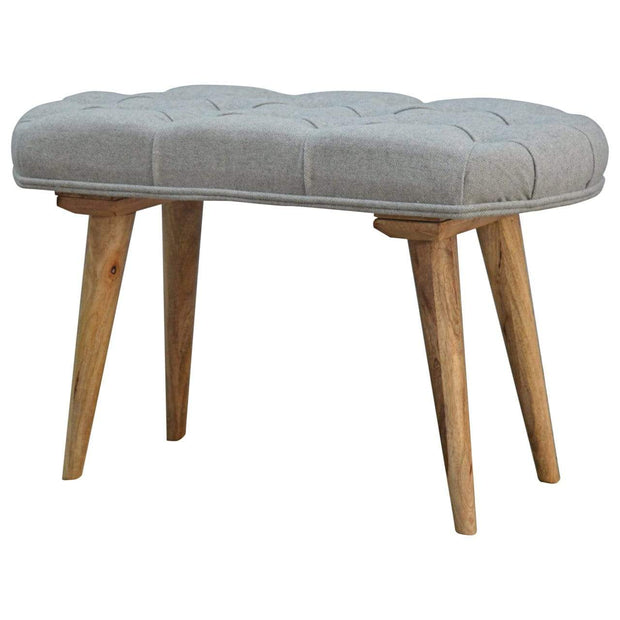 Nordic Style Bench with Deep Buttoned Grey Tweed Top - The House Office