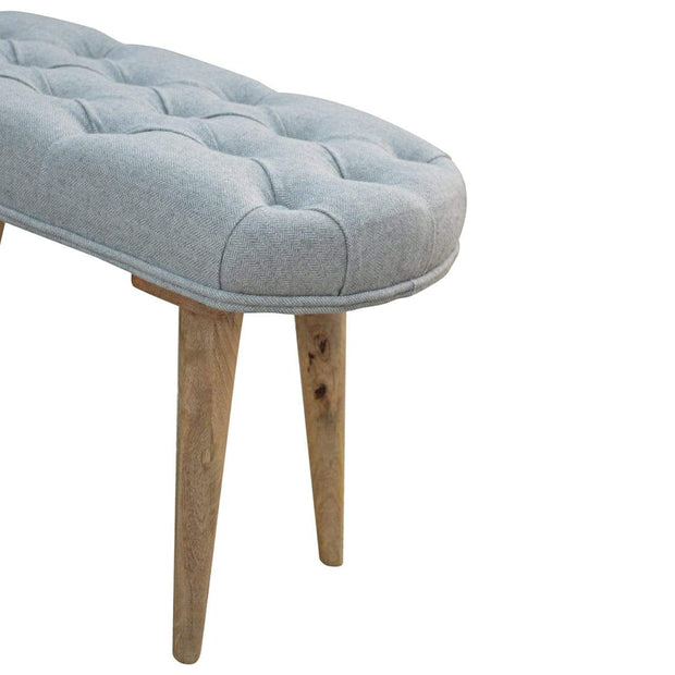 Nordic Style Bench with Deep Buttoned Grey Tweed Top - The House Office