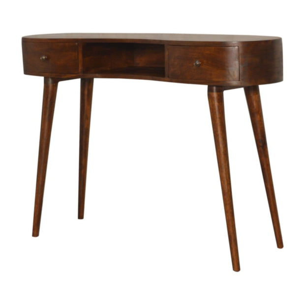 Chestnut Rounded Writing Desk with Two Drawers - The House Office