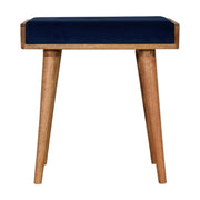 Blue Velvet Tray Style Footstool - The House Office