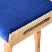 Blue Velvet Tray Style Footstool - The House Office