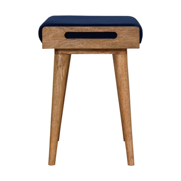 Blue Velvet Tray Style Footstool - The House Office