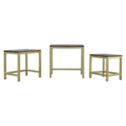 Golden Stool Set of Three with Chunky Wooden Top - The House Office