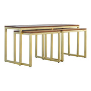 Solid Wood & Iron Gold Base Table Set of 3 - The House Office