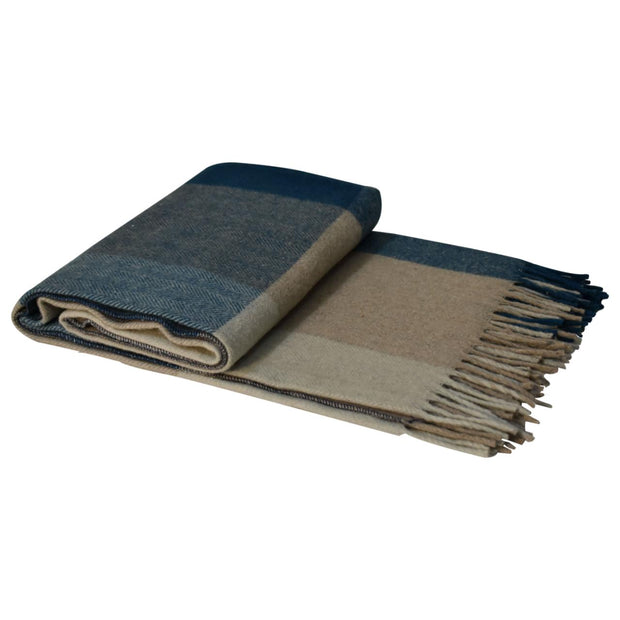 Large Selin Blue Woollen Throw - The House Office