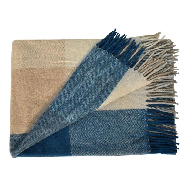Small Selin Blue Woollen Throw - The House Office