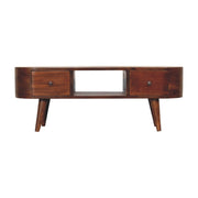 Chestnut Rounded Coffee Table with Open Slot - The House Office