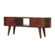 Chestnut Rounded Coffee Table with Open Slot - The House Office