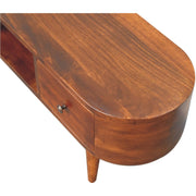 Chestnut Rounded Coffee Table with Open Slot - The House Office