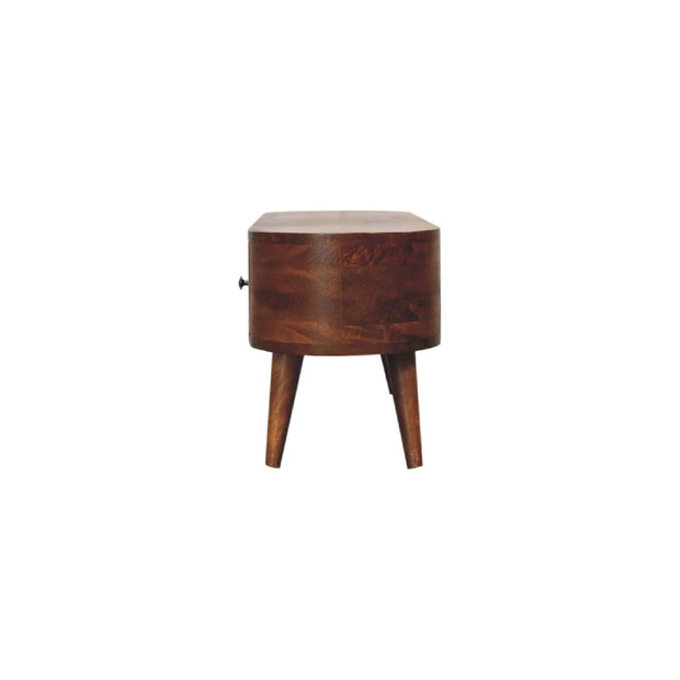 Chestnut Rounded Coffee Table with Open Slot - The House Office