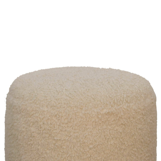 Boucle Cream Round Footstool - The House Office