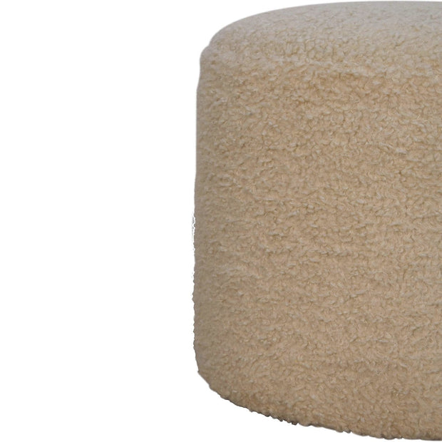 Boucle Cream Round Footstool - The House Office