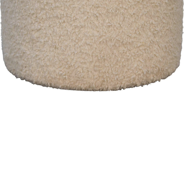 Boucle Cream Round Footstool - The House Office