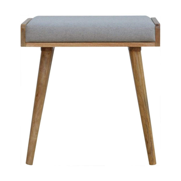 Grey Tweed Solid Wood Footstool - The House Office