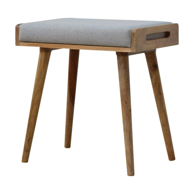 Grey Tweed Solid Wood Footstool - The House Office