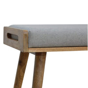 Grey Tweed Solid Wood Footstool - The House Office