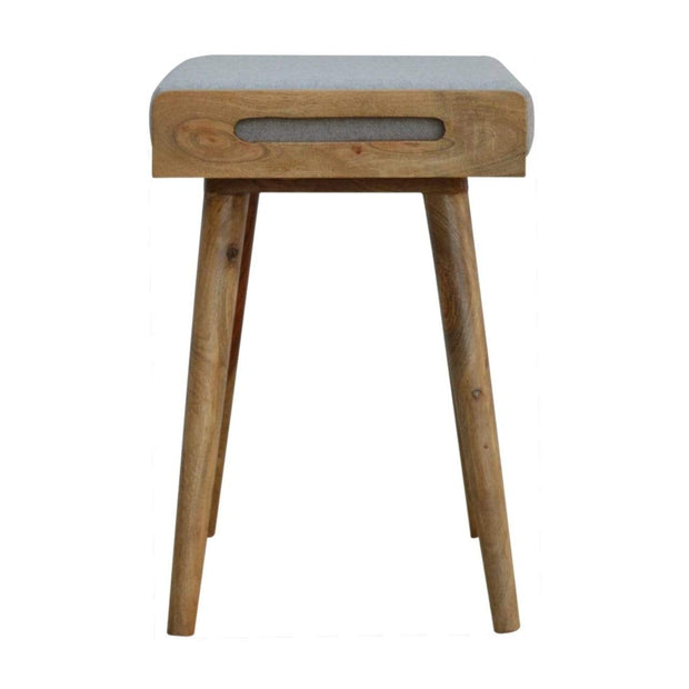 Grey Tweed Solid Wood Footstool - The House Office