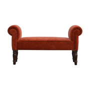 Brick Red Velvet Bench - The House Office