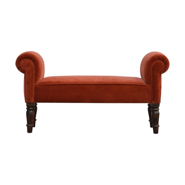 Brick Red Velvet Bench - The House Office