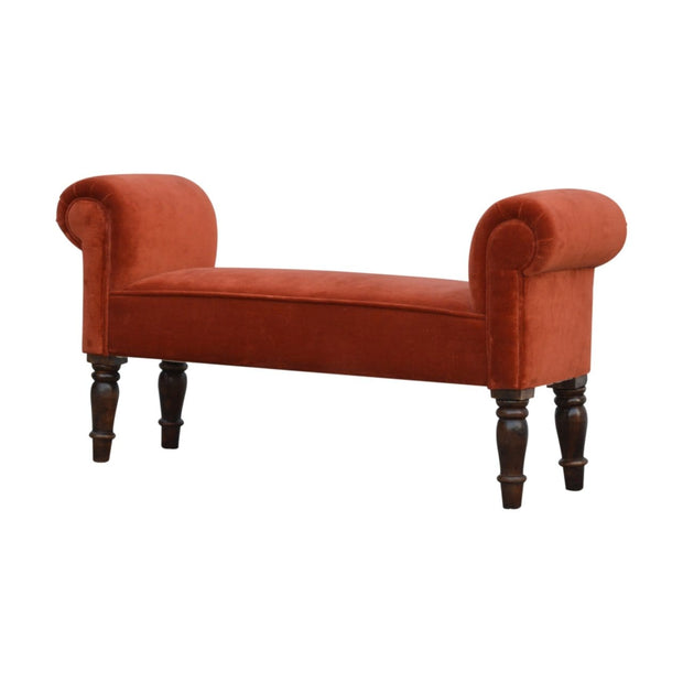 Brick Red Velvet Bench - The House Office