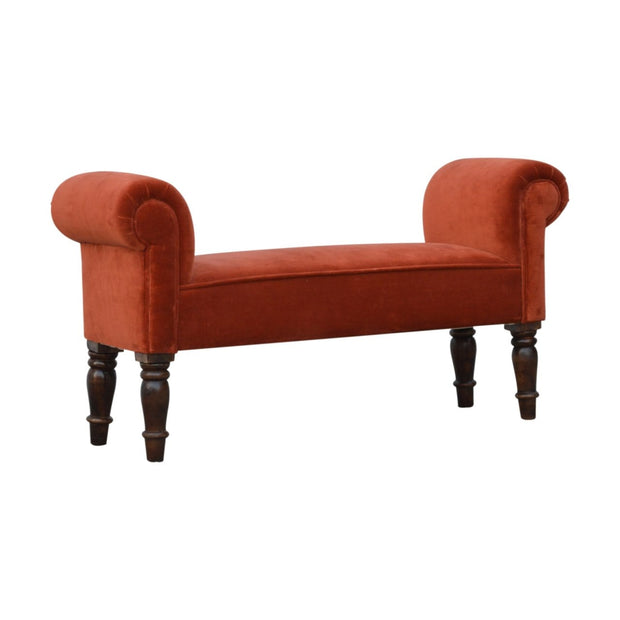 Brick Red Velvet Bench - The House Office